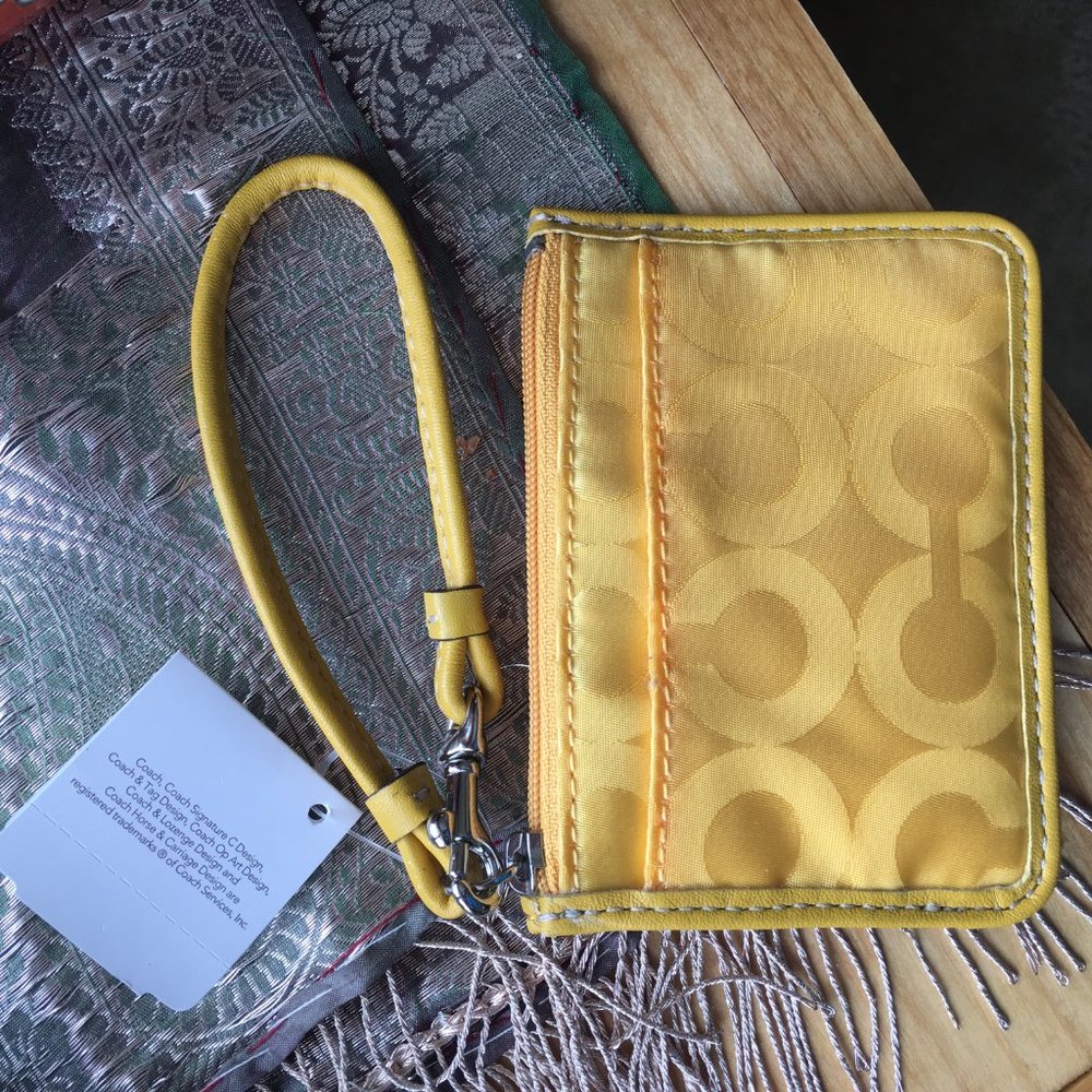 NWT Yellow Coach Zip Wristlet Wallet - Picture 4 of 8
